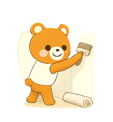 クロスを貼る熊